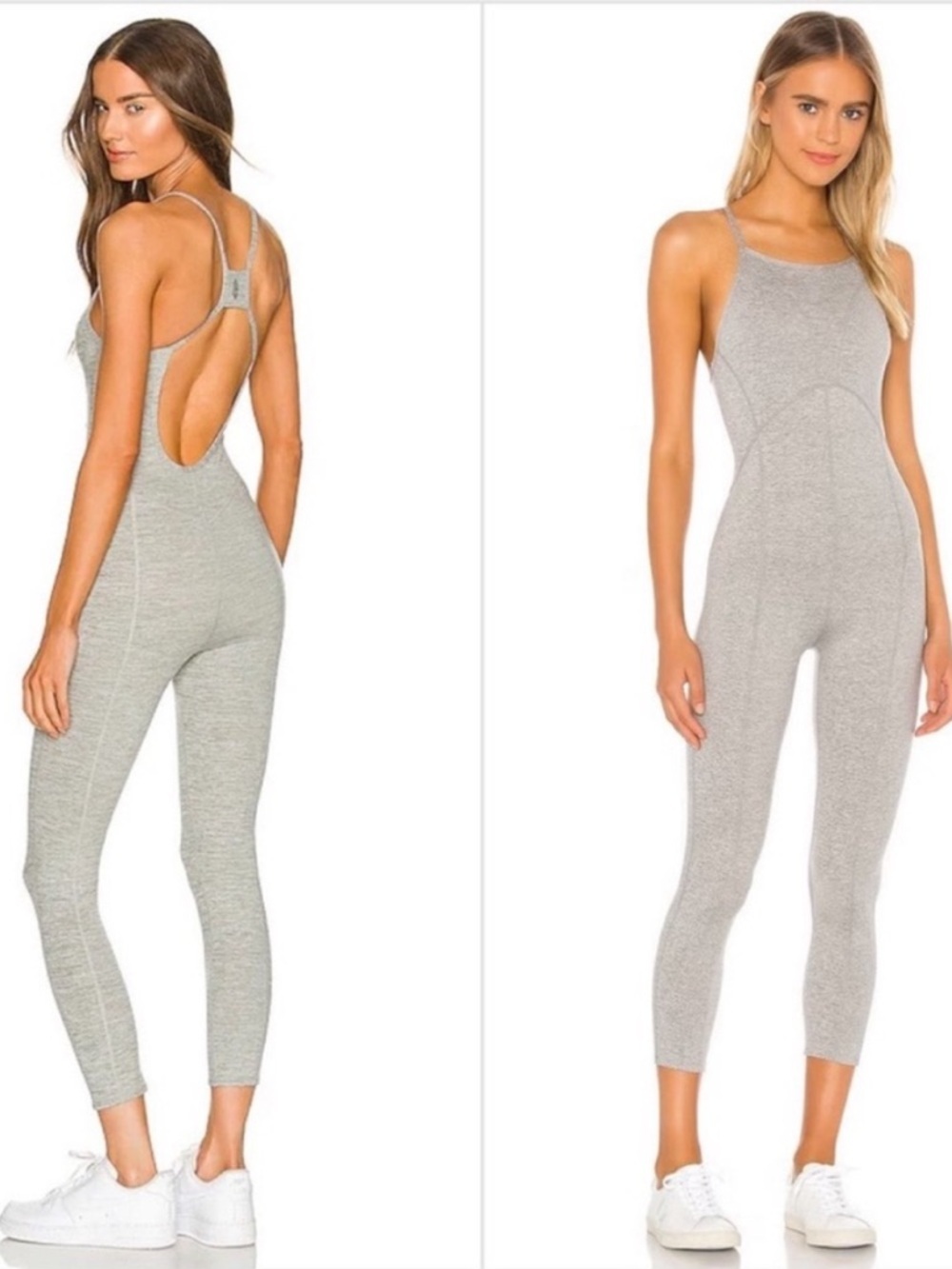 EUC Free People Movement Ashford Side to Side Performance Jumpsuit Grey Large